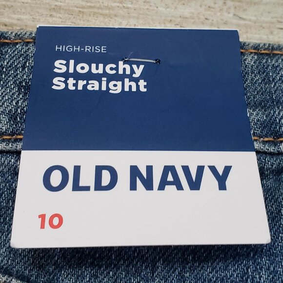 NWT Old Navy High-Waisted Slouchy Straight Jeans for Girls Blue Sz 10 - Picture 9 of 9